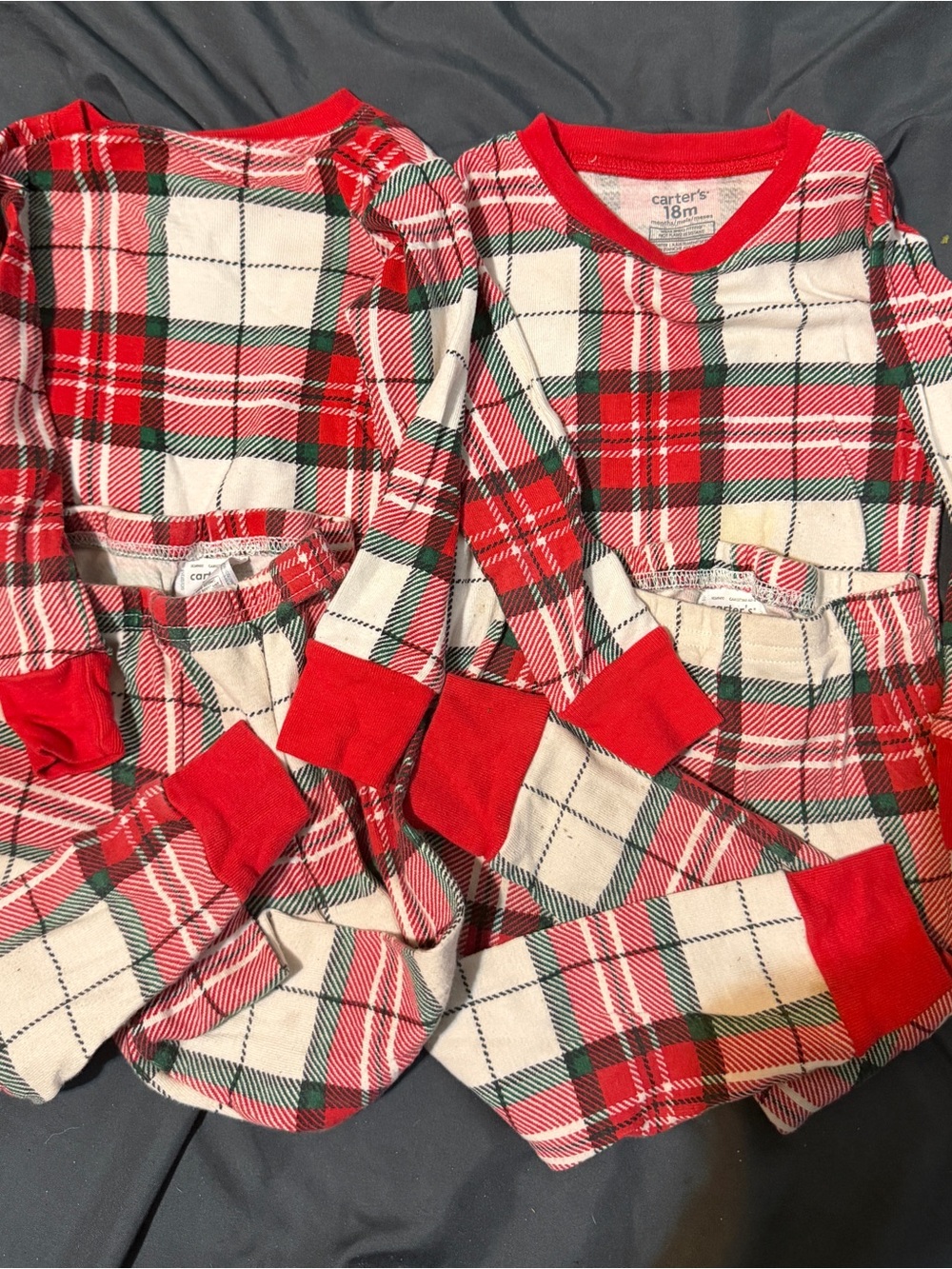 Carter's Red and Cream Plaid Kids Pajama Set